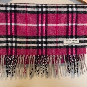 Burberry Magenta and Black Wool Scarf